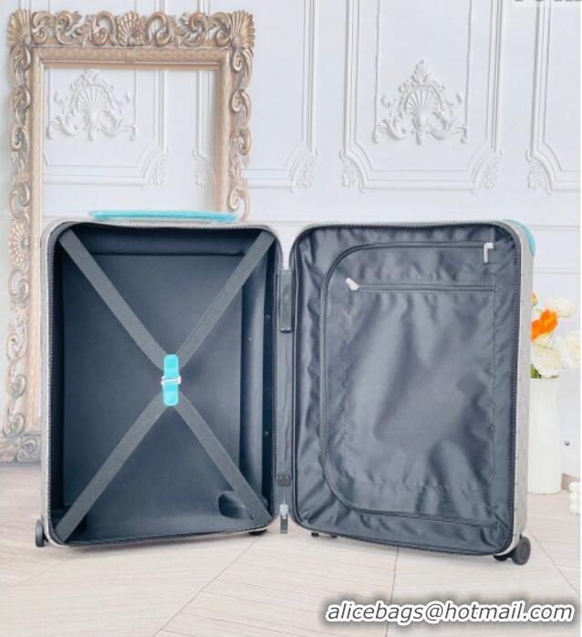 Best Quality Louis Vuitton Horizon 55 Rolling Suitcase Luggage Travel Bag in Monogram Canvas 0926 Grey/Light Blue 2025