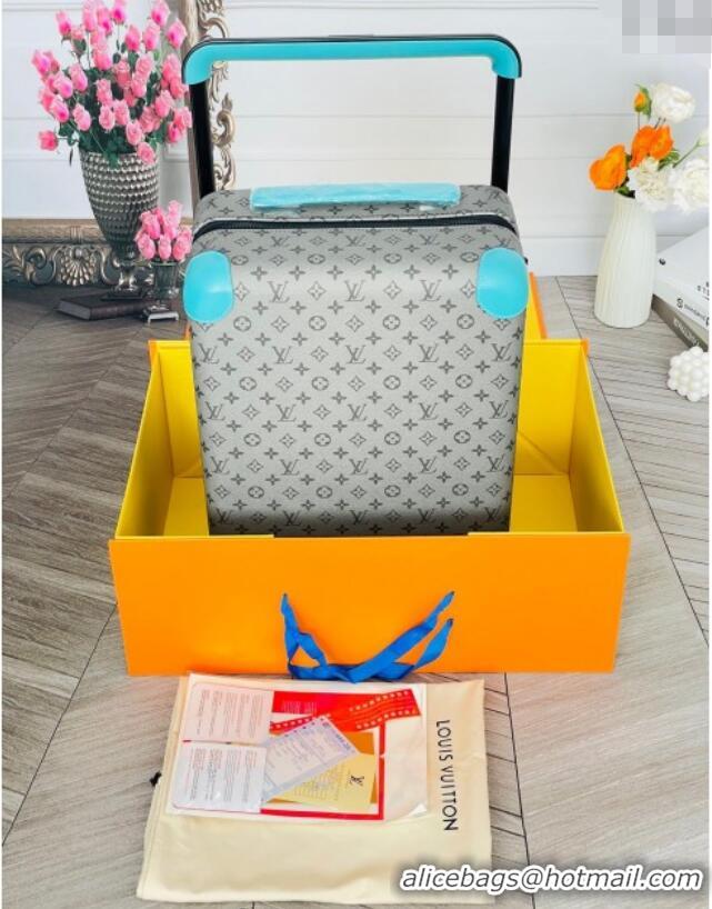Best Quality Louis Vuitton Horizon 55 Rolling Suitcase Luggage Travel Bag in Monogram Canvas 0926 Grey/Light Blue 2025