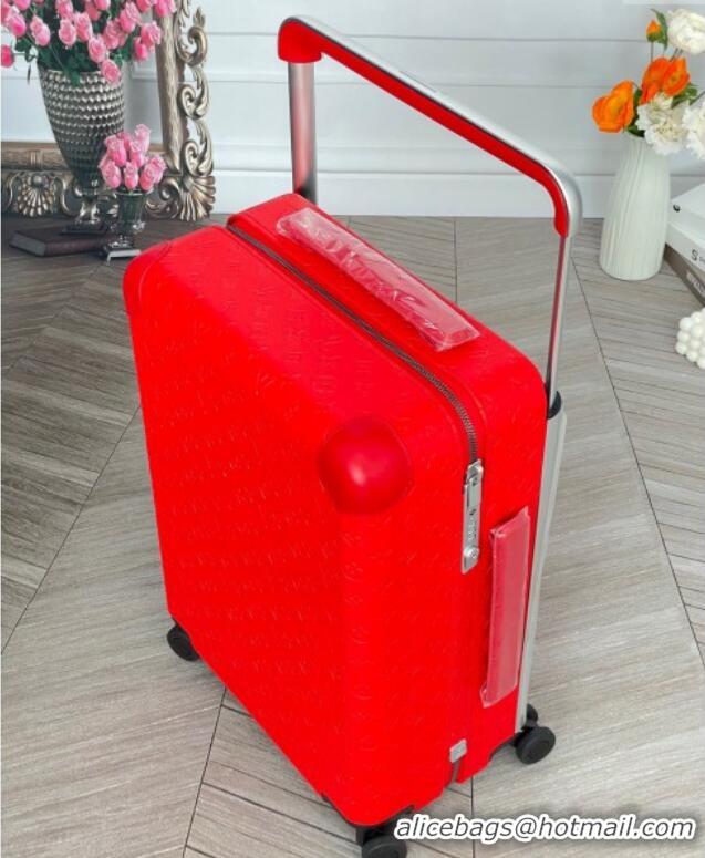 Hot Style Louis Vuitton Horizon 55 Rolling Suitcase Luggage Travel Bag in Monogram Leather 0926 Red 2025