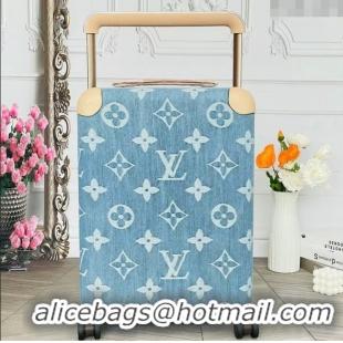 Best Price Louis Vuitton Horizon 55 Rolling Suitcase Luggage Travel Bag in Monogram Denim 0926 Light Blue 2025