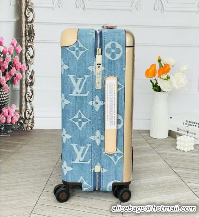 Best Price Louis Vuitton Horizon 55 Rolling Suitcase Luggage Travel Bag in Monogram Denim 0926 Light Blue 2025