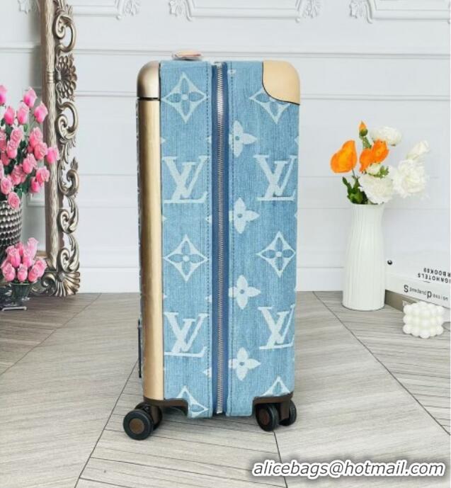 Best Price Louis Vuitton Horizon 55 Rolling Suitcase Luggage Travel Bag in Monogram Denim 0926 Light Blue 2025