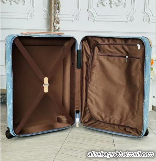 Best Price Louis Vuitton Horizon 55 Rolling Suitcase Luggage Travel Bag in Monogram Denim 0926 Light Blue 2025