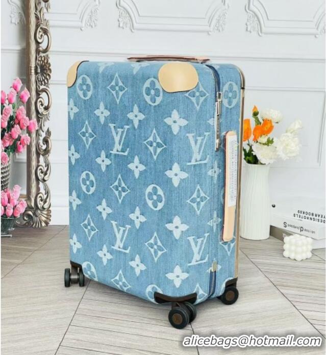 Best Price Louis Vuitton Horizon 55 Rolling Suitcase Luggage Travel Bag in Monogram Denim 0926 Light Blue 2025