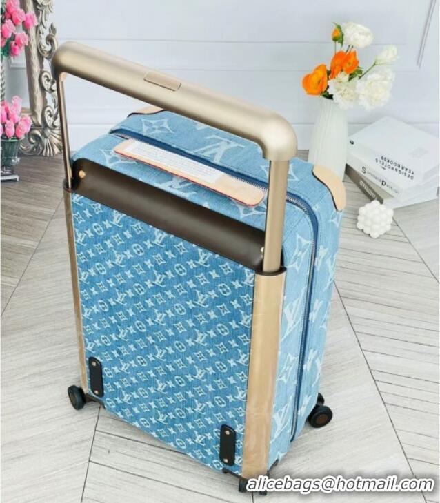 Best Price Louis Vuitton Horizon 55 Rolling Suitcase Luggage Travel Bag in Monogram Denim 0926 Light Blue 2025