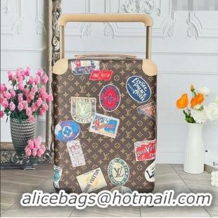 New Fashion Louis Vuitton Horizon 55 Rolling Suitcase Luggage Travel Bag in Monogram Canvas with Vintage Hotel Labels V6