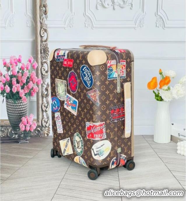 New Fashion Louis Vuitton Horizon 55 Rolling Suitcase Luggage Travel Bag in Monogram Canvas with Vintage Hotel Labels V6