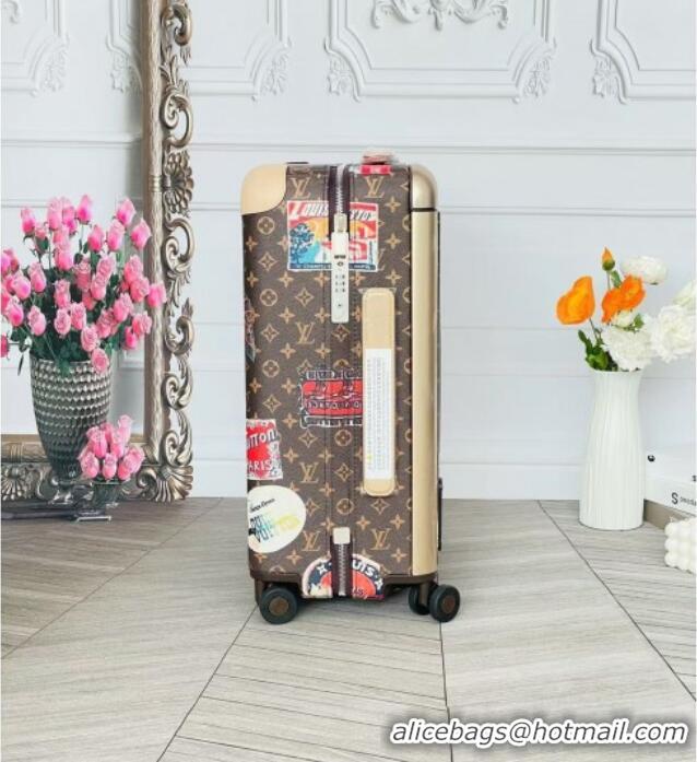 New Fashion Louis Vuitton Horizon 55 Rolling Suitcase Luggage Travel Bag in Monogram Canvas with Vintage Hotel Labels V6