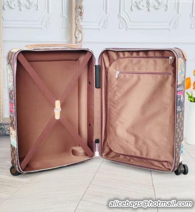 New Fashion Louis Vuitton Horizon 55 Rolling Suitcase Luggage Travel Bag in Monogram Canvas with Vintage Hotel Labels V6