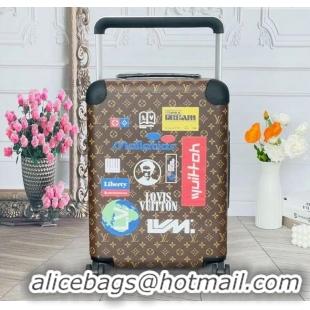 Famous Brand Louis Vuitton Horizon 55 Rolling Suitcase Luggage Travel Bag in Monogram Canvas with Vintage Hotel Labels V