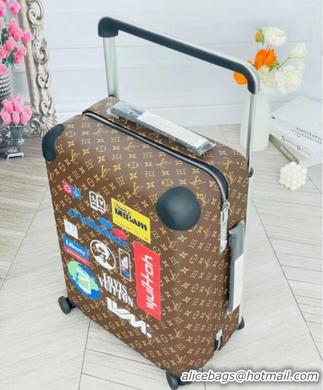 Famous Brand Louis Vuitton Horizon 55 Rolling Suitcase Luggage Travel Bag in Monogram Canvas with Vintage Hotel Labels V