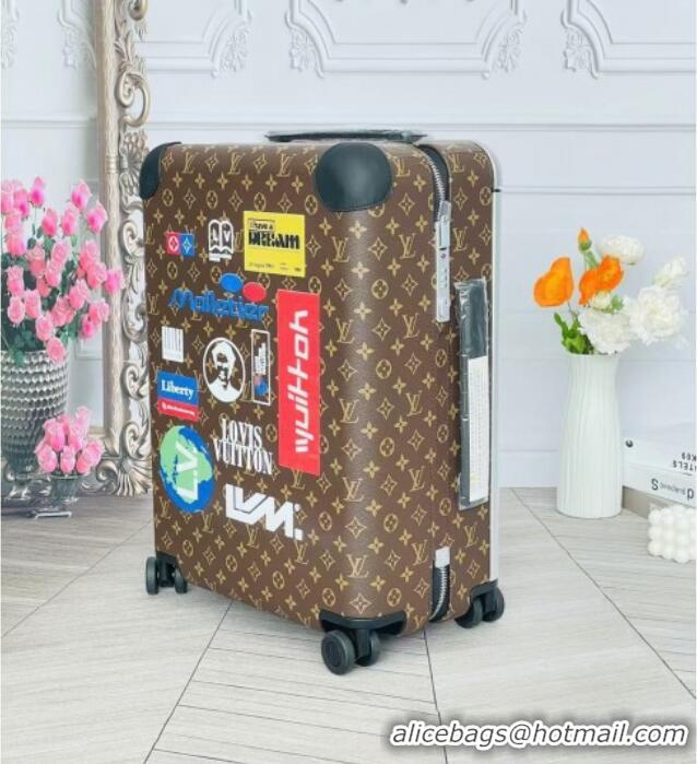 Famous Brand Louis Vuitton Horizon 55 Rolling Suitcase Luggage Travel Bag in Monogram Canvas with Vintage Hotel Labels V