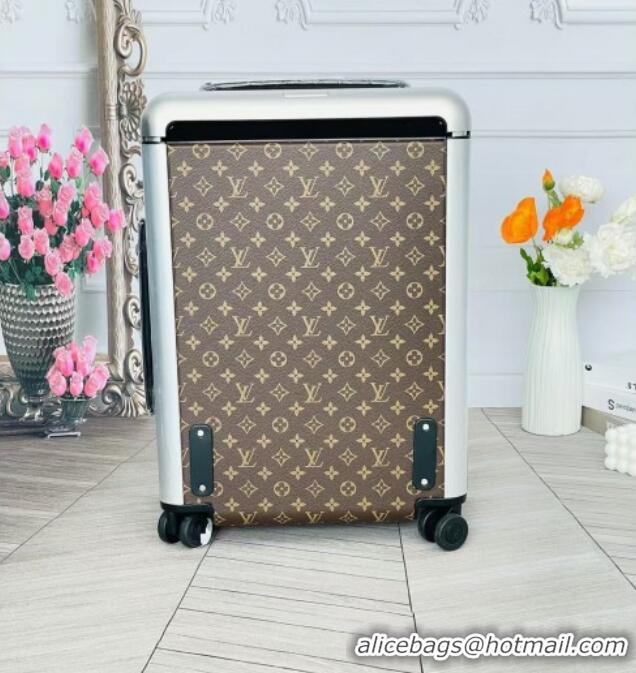 Famous Brand Louis Vuitton Horizon 55 Rolling Suitcase Luggage Travel Bag in Monogram Canvas with Vintage Hotel Labels V