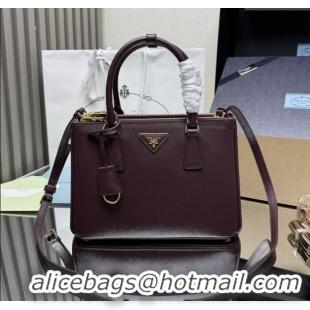 Inexpensive Prada Galleria Saffiano Leather Medium Bag 1BA863 Dark Burgundy 2025