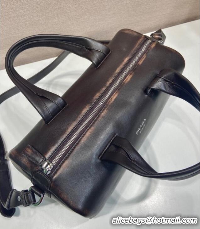 Buy Discount Prada Mens Small Nappa leather duffle bag 2VC046 Dark Brown 2025