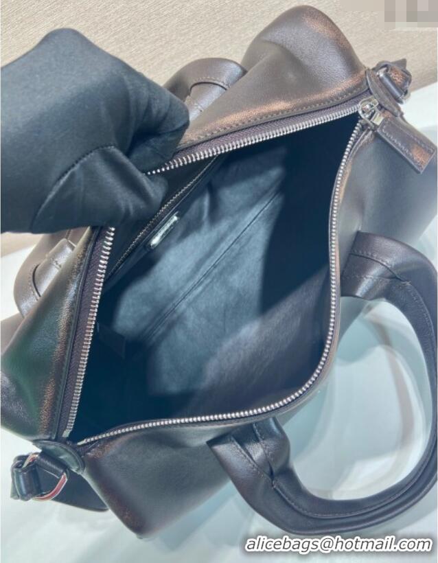 Buy Discount Prada Mens Small Nappa leather duffle bag 2VC046 Dark Brown 2025