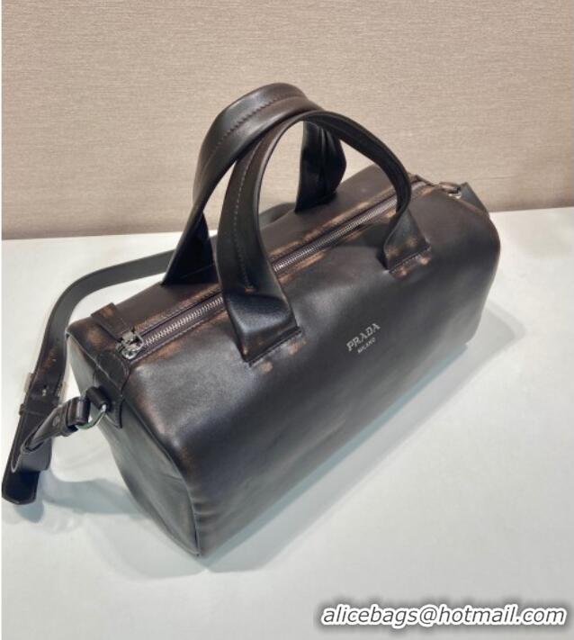 Buy Discount Prada Mens Small Nappa leather duffle bag 2VC046 Dark Brown 2025