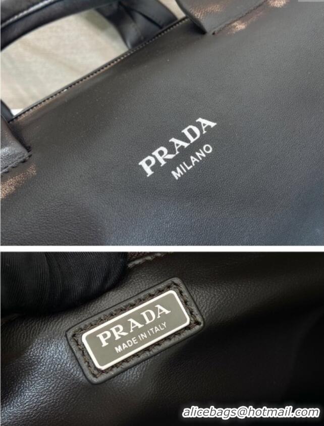 Buy Discount Prada Mens Small Nappa leather duffle bag 2VC046 Dark Brown 2025