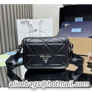 Top Quality Prada Quilted Leather Flap Bag 1BD283 Black 2025