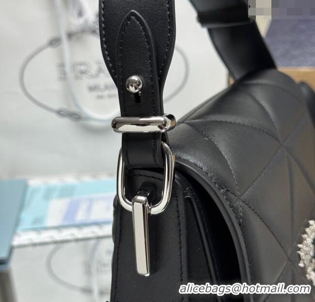 Top Quality Prada Quilted Leather Flap Bag 1BD283 Black 2025