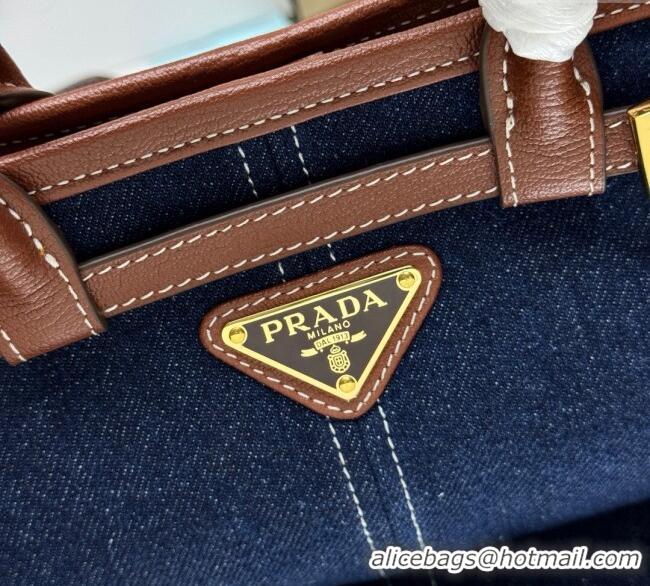 Good Taste Prada Bonnie small denim handbag 1BA486 Blue/Brown 2025