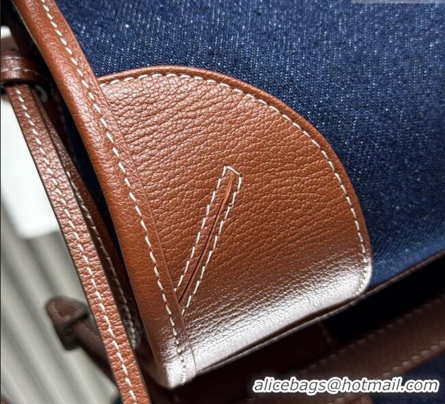 Good Taste Prada Bonnie small denim handbag 1BA486 Blue/Brown 2025