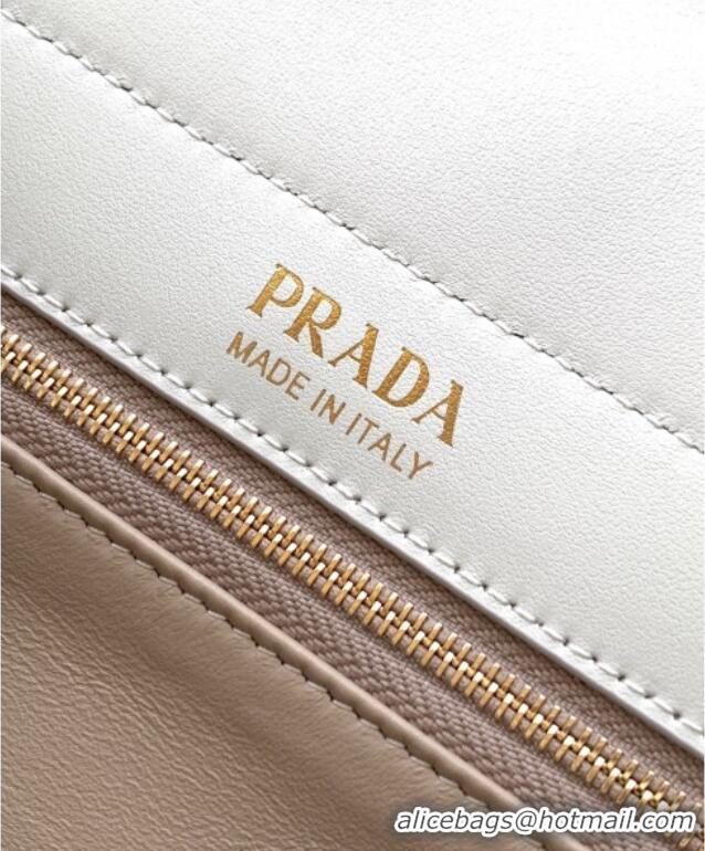 Best Quality Prada Enchaine medium leather bag 1BC262 White 2025