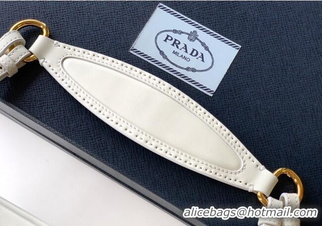 Best Quality Prada Enchaine medium leather bag 1BC262 White 2025