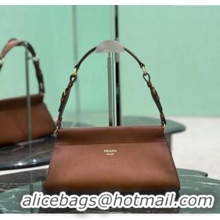 Best Price Prada Enchaine medium leather bag 1BC262 Cognac Brown 2025