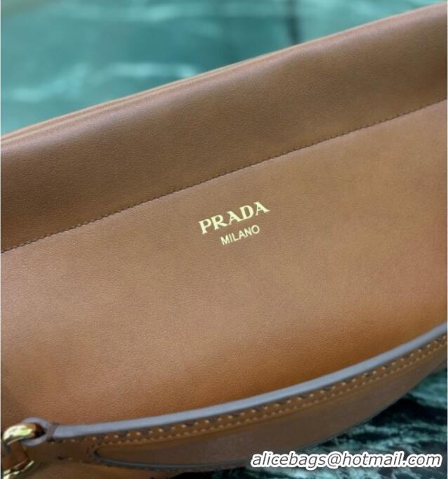 Best Price Prada Enchaine medium leather bag 1BC262 Cognac Brown 2025