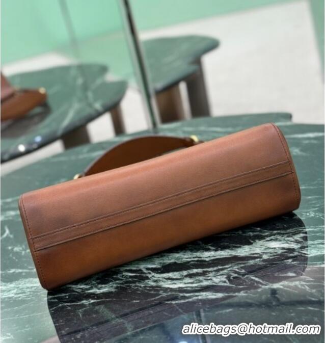 Best Price Prada Enchaine medium leather bag 1BC262 Cognac Brown 2025