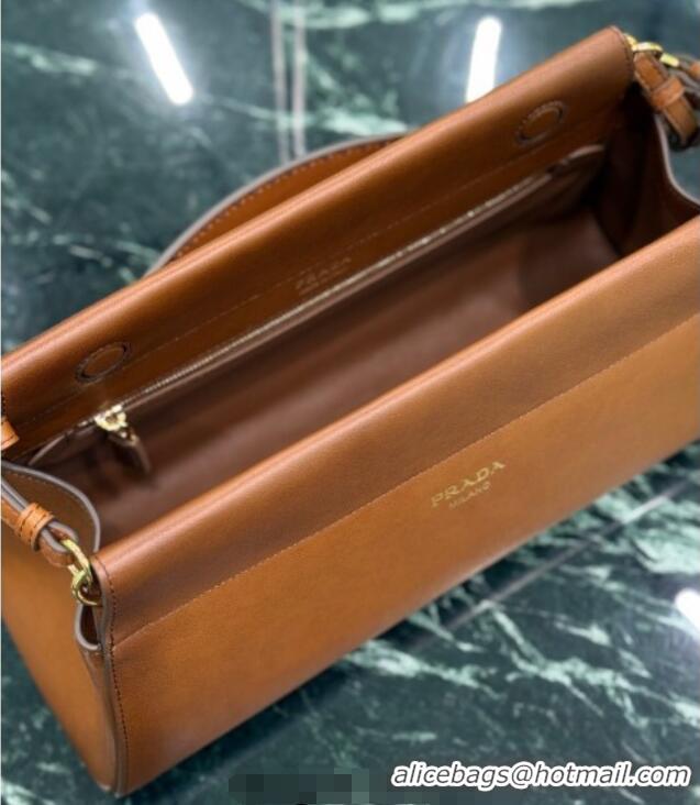 Best Price Prada Enchaine medium leather bag 1BC262 Cognac Brown 2025