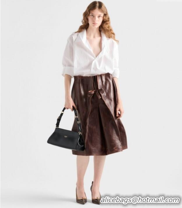 Best Price Prada Enchaine medium leather bag 1BC262 Cognac Brown 2025