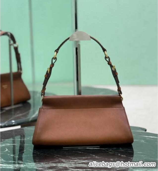 Best Price Prada Enchaine medium leather bag 1BC262 Cognac Brown 2025