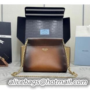 Top Grade Prada Enchaine mini suede bag 1BC263 Brown 2025