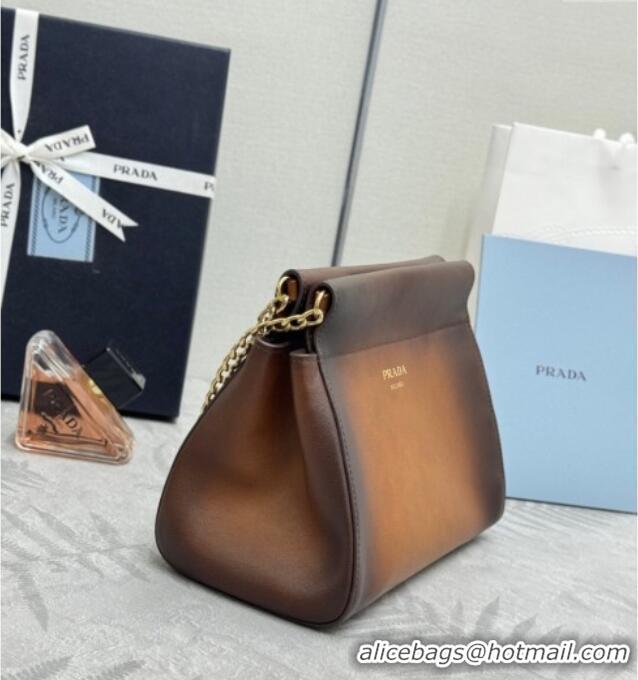 Top Grade Prada Enchaine mini suede bag 1BC263 Brown 2025