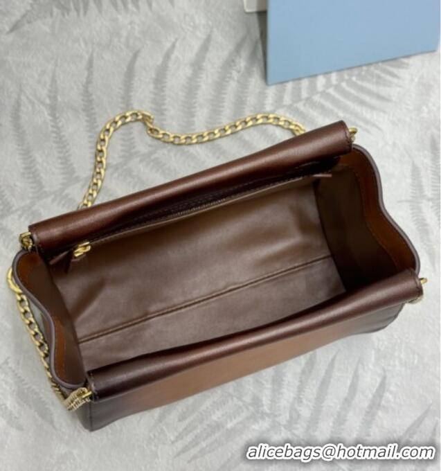 Top Grade Prada Enchaine mini suede bag 1BC263 Brown 2025
