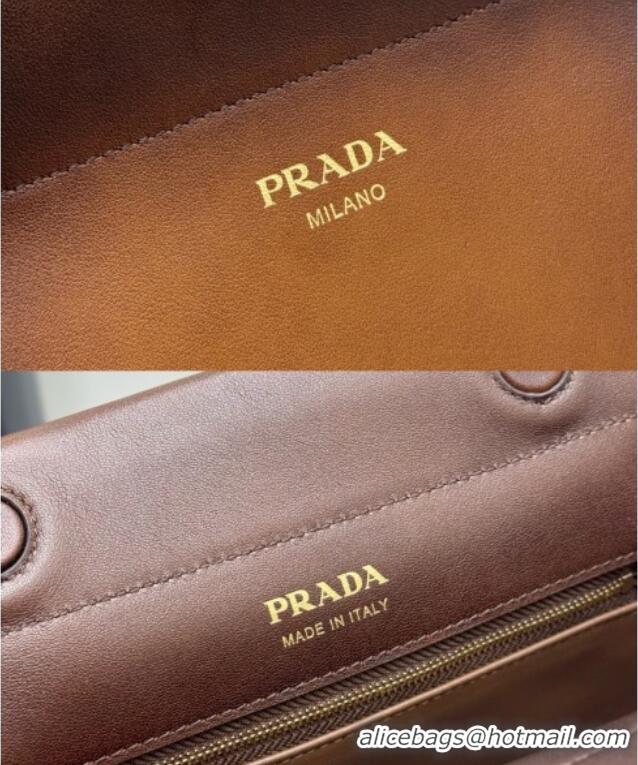Top Grade Prada Enchaine mini suede bag 1BC263 Brown 2025