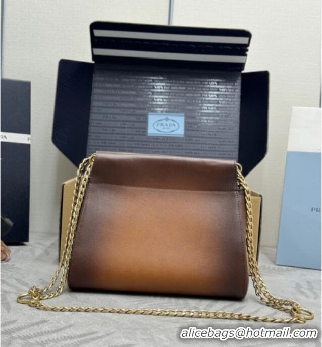 Top Grade Prada Enchaine mini suede bag 1BC263 Brown 2025