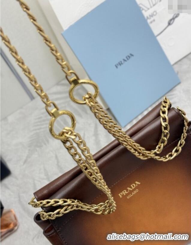 Top Grade Prada Enchaine mini suede bag 1BC263 Brown 2025