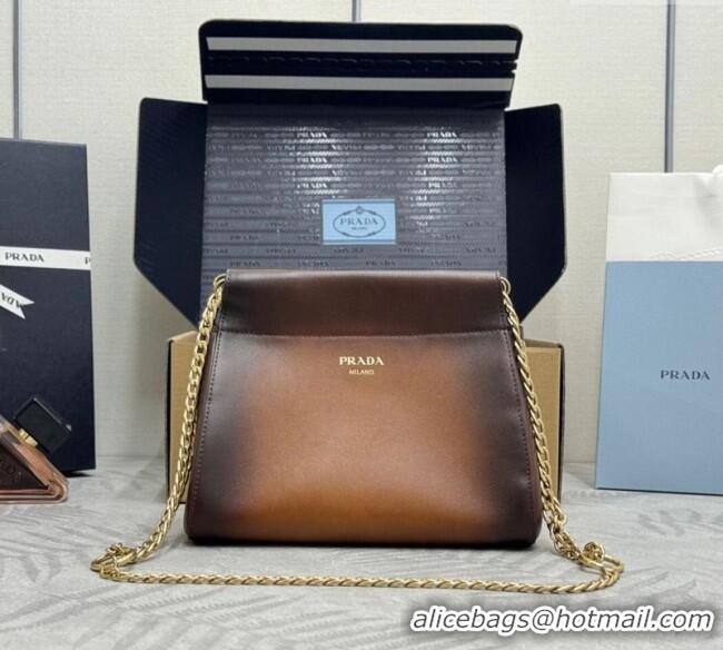 Top Grade Prada Enchaine mini suede bag 1BC263 Brown 2025