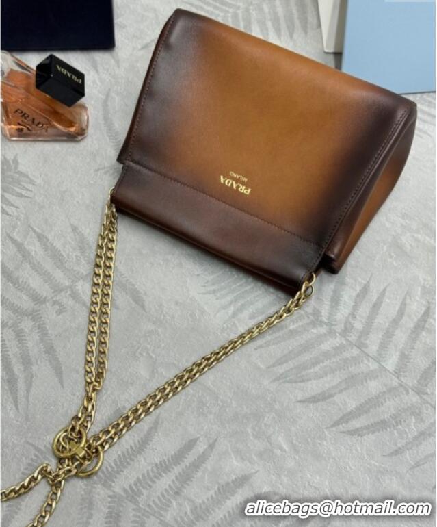 Top Grade Prada Enchaine mini suede bag 1BC263 Brown 2025