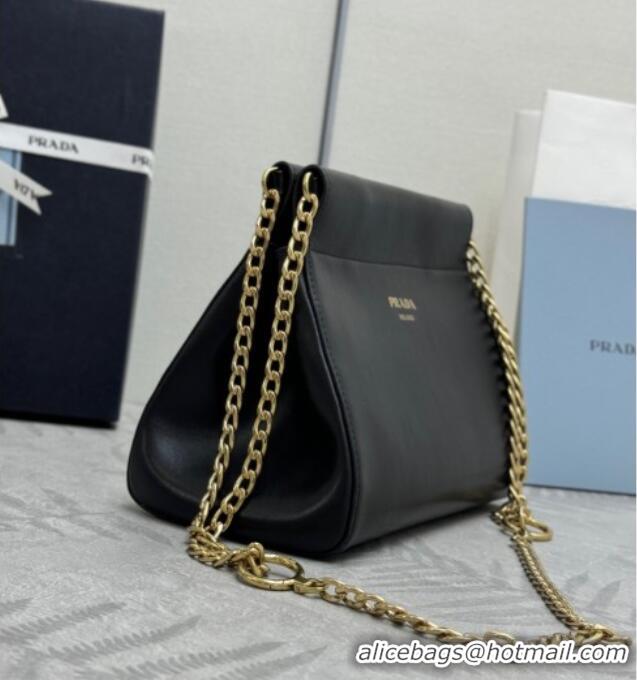 Famous Brand Prada Enchaine mini suede bag 1BC263 Black 2025