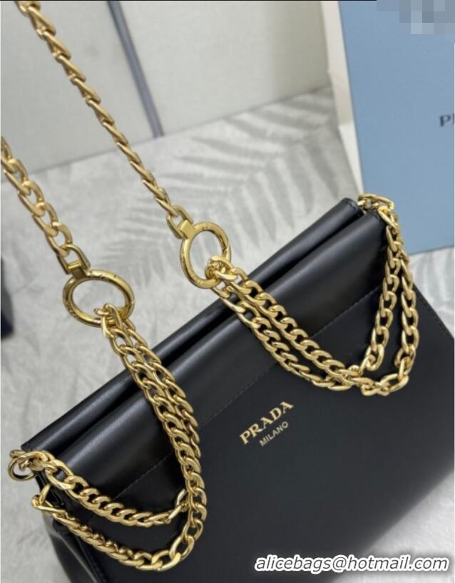 Famous Brand Prada Enchaine mini suede bag 1BC263 Black 2025