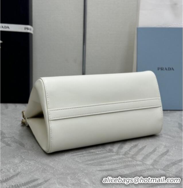 Luxury Discount Prada Enchaine mini suede bag 1BC263 White 2025