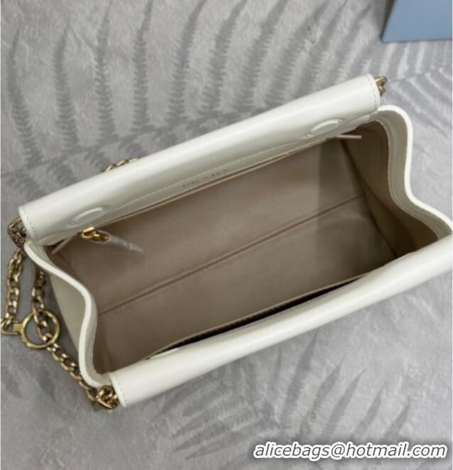 Luxury Discount Prada Enchaine mini suede bag 1BC263 White 2025