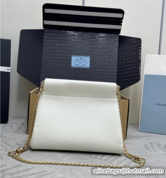 Luxury Discount Prada Enchaine mini suede bag 1BC263 White 2025