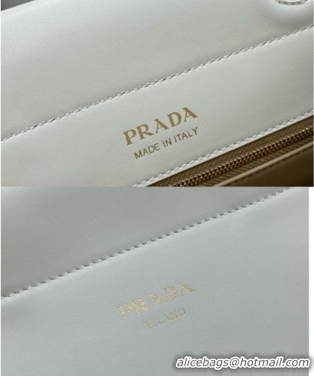 Luxury Discount Prada Enchaine mini suede bag 1BC263 White 2025