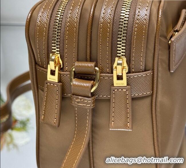 Famous Brand Prada Nylon Crossbody Bag 1BH218 Brown 2025