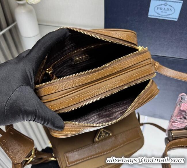 Famous Brand Prada Nylon Crossbody Bag 1BH218 Brown 2025